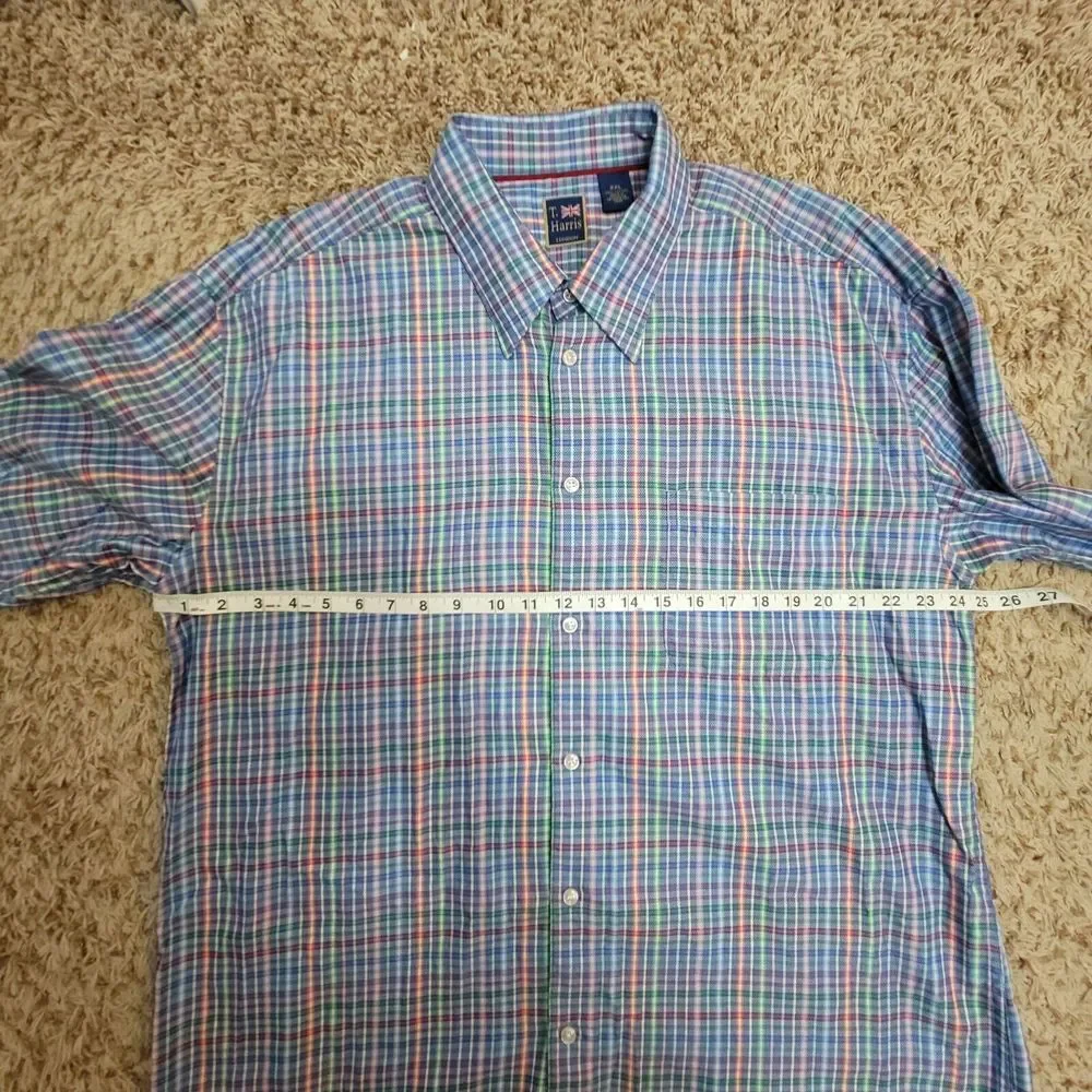 T. Harris‎ London Plaid Long Sleeve Button Down Shirt Size XXL